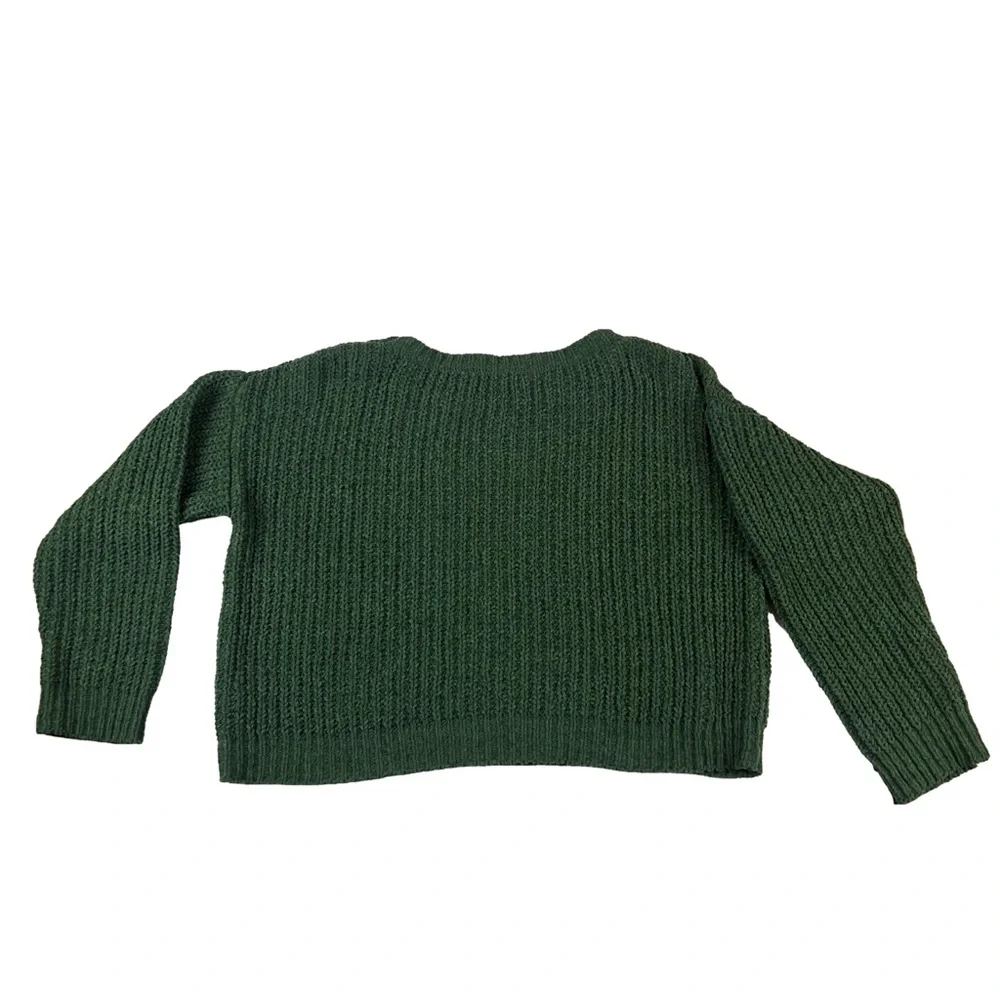 Double Zero Green Shaker Knit Crop Sweater, Size Small Junior - Picture 2 of 10